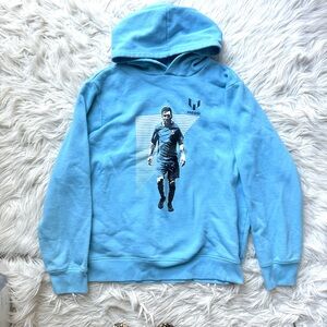 Messi Official Boys Hoodie Air Blue Fleece Pullover Graphic Sweatshirt